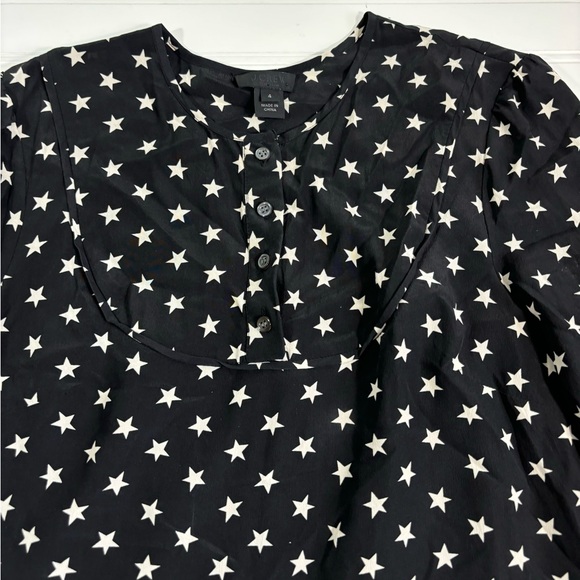 J.Crew Collection Star Dress Silk Ruffle Black White Womens Size 4 - Picture 12 of 16